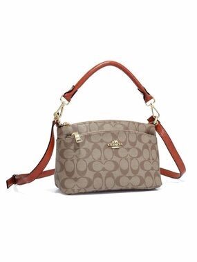 Coach Signature Canvas Crossbody with Brown Monogram and Tan Strap